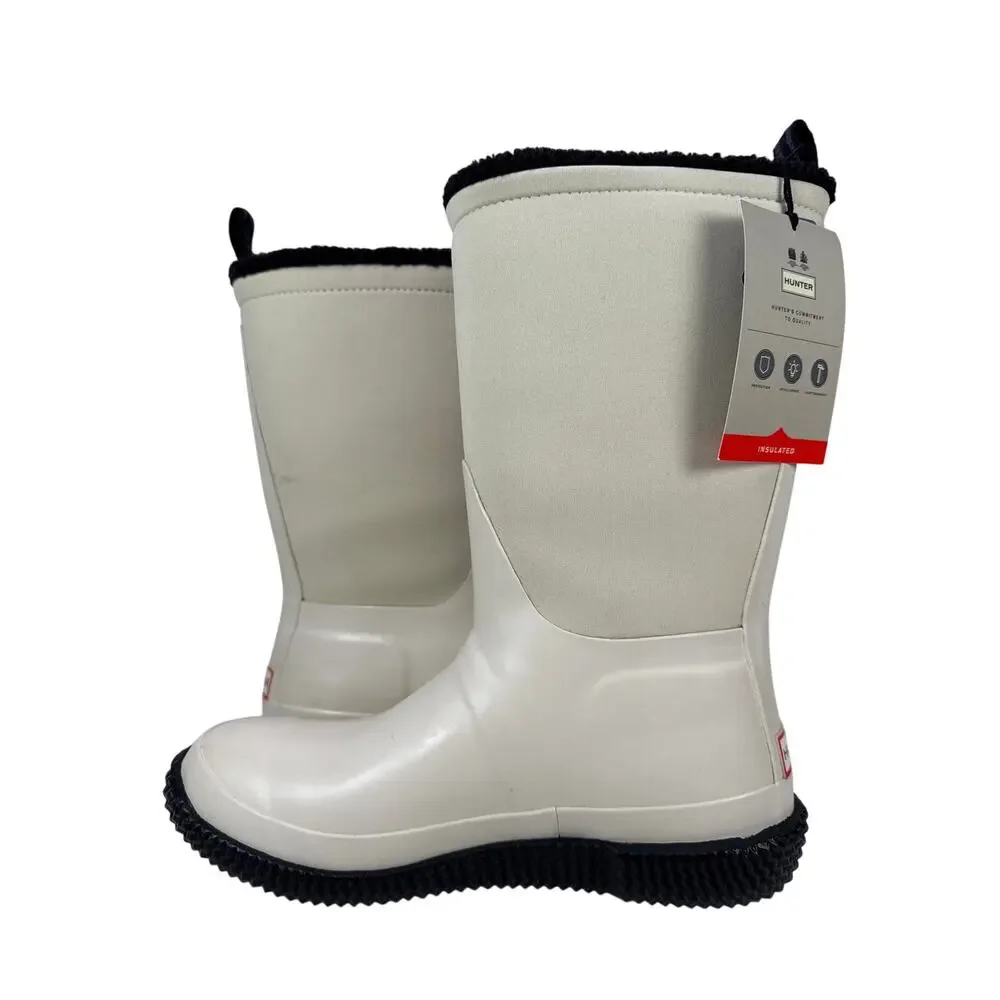 Hunter Original Slipper Snow Boot Womens 10 Insulated Foldable Cuff White Willow